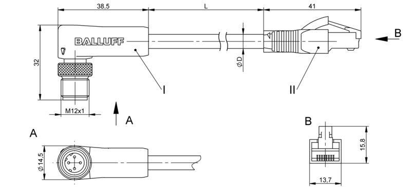 Соединительный кабель Balluff BCC M424-E894-8G-695-EX64N9-250