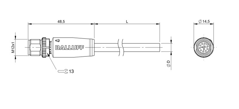 Разъем с кабелем Balluff BCC M41C-0000-2A-049-VX8C25-020
