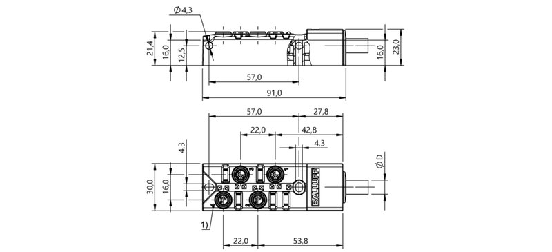 Распределительная коробка Balluff BPI 4M3030-5K-B0-KPX60-150
