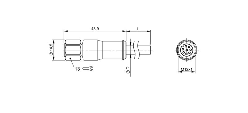 Разъем с кабелем Balluff BCC S4B8-0000-1A-045-YX8825-050-C009