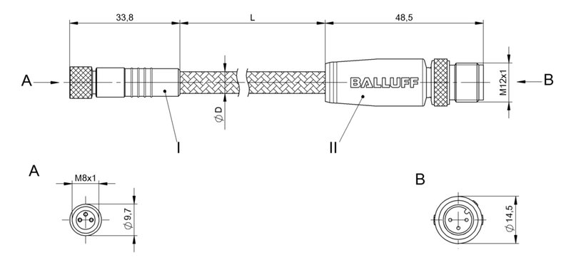 Соединительный кабель Balluff BCC W313-W413-3E-300-MW8334-010