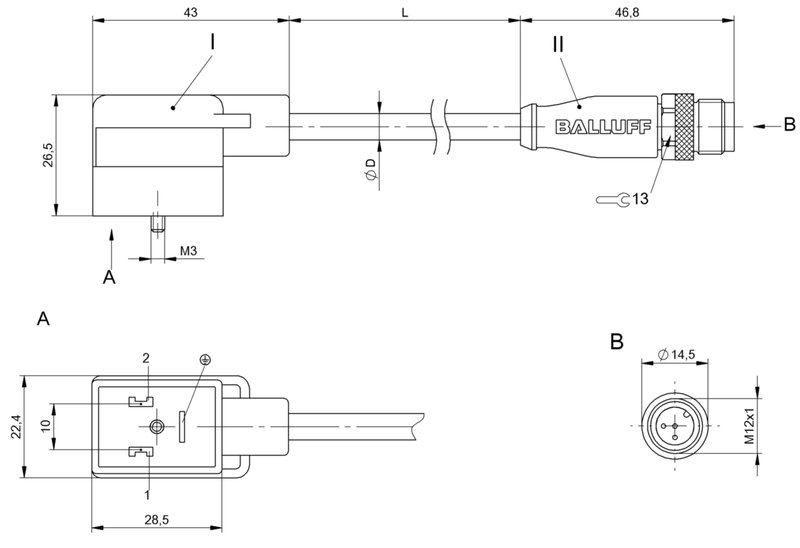 Соединительный кабель Balluff BCC VB03-M413-3E-666-PX0350-010