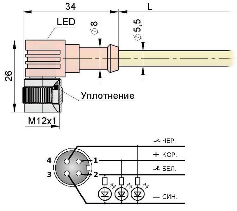 Разъем с кабелем Мега-К PS9-51-C21 (С21 L2,0 5)