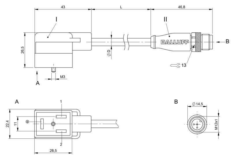 Соединительный кабель Balluff BCC VB63-M413-3E-666-PX0350-020