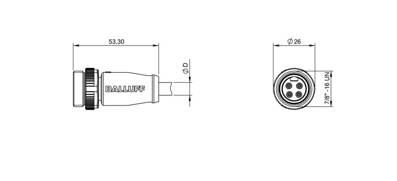 Разъем с кабелем Balluff BCC A314-0000-20-003-EX44W6-020