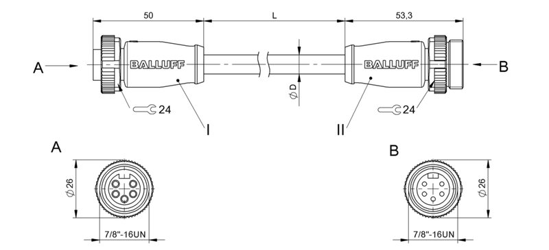Соединительный кабель Balluff BCC A315-A315-30-330-VS85N6-080