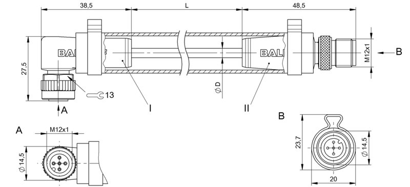 Соединительный кабель Balluff BCC W425-W414-3A-304-TW0434-050-C044