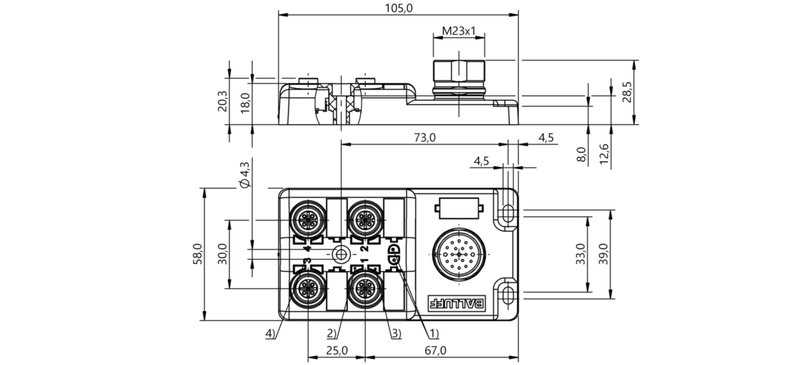 Распределительная коробка Balluff BPI 4M4A5P-2K-B0-SM6LT