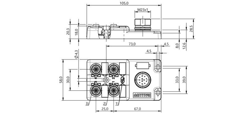 Распределительная коробка Balluff BPI 4M4A4P-2K-B0-SM6CT