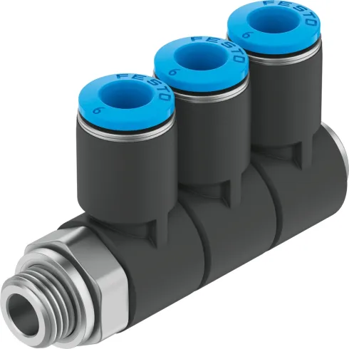 Коллектор цанговый поворотный с тремя выходами Festo QSLV3-1/8-6