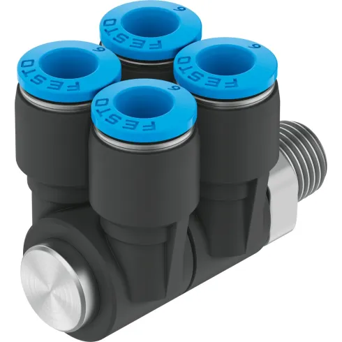 Коллектор цанговый поворотный с четырьмя выходами Festo QSLV4-1/8-4