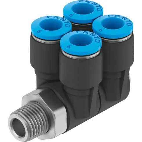 Коллектор цанговый поворотный с четырьмя выходами Festo QSLV4-1/8-6