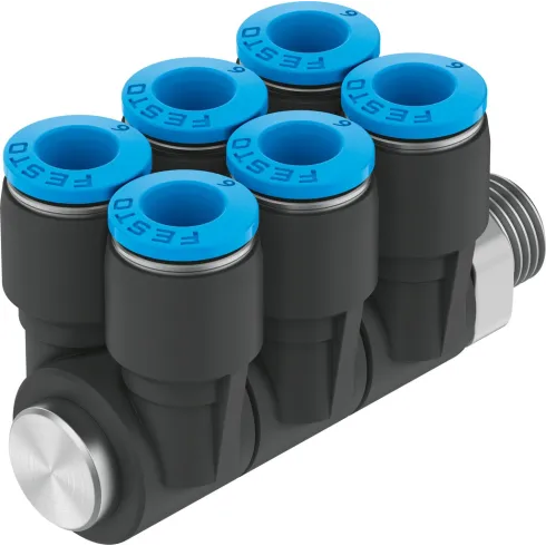 Коллектор цанговый поворотный с шестью выходами Festo QSLV6-1/8-4