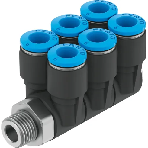 Коллектор цанговый поворотный с шестью выходами Festo QSLV6-1/4-6