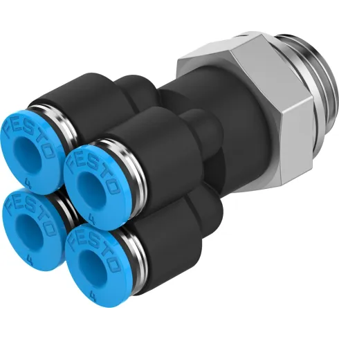 Коллектор цанговый с резьбой и четырьмя выходами Festo QSQ-G1/8-6