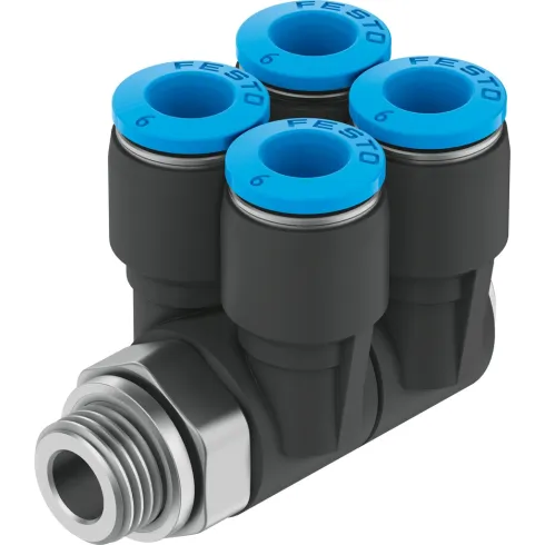 Коллектор цанговый поворотный с четырьмя выходами Festo QSLV4-G1/8-6