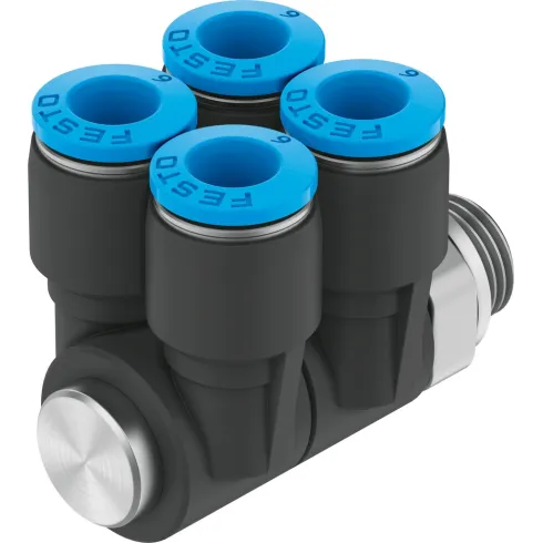 Коллектор цанговый поворотный с четырьмя выходами Festo QSLV4-G1/8-6