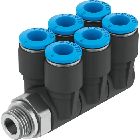 Коллектор цанговый поворотный с шестью выходами Festo QSLV6-G3/8-12