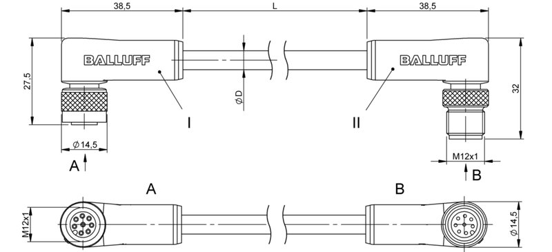 Соединительный кабель Balluff BCC M428-M428-3A-351-PS0825-050