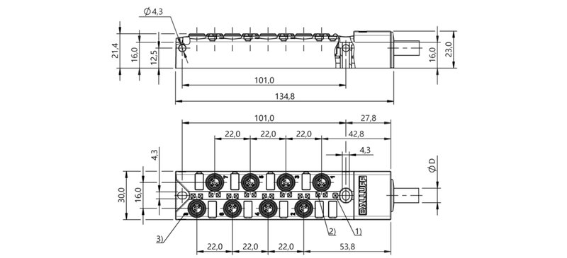 Распределительная коробка Balluff BPI 8M303N-5K-B0-KPXA0-030