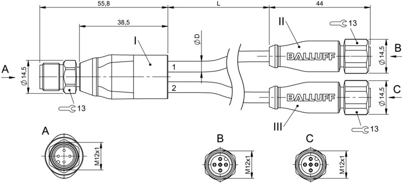 Y-образный распределитель Balluff BCC S414-S415-S415-U2043-025