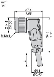 Разъем с кабелем Telemecanique XZCPV1241L5