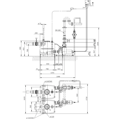 Напорная установка отвода сточной воды Wilo DrainLift XXL 1080-2/3,9 2509034
