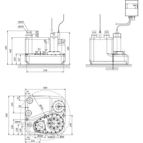 Напорная установка отвода сточной воды Wilo DrainLift M 1/8 RV (3~400 V, 50 Hz) 2528941