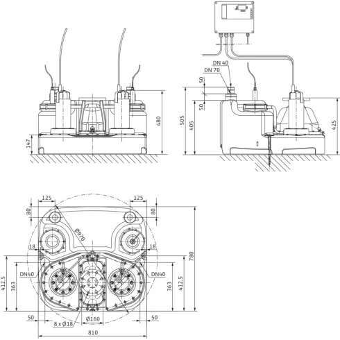 Напорная установка отвода сточной воды Wilo DrainLift M 2/8 RV (3~400 V, 50 Hz) 2531401