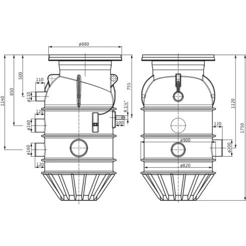Насосная шахта из синтетического материала для установки в грунт Wilo Port 800.1-1750-03C 2543012