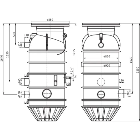 Насосная шахта из синтетического материала для установки в грунт Wilo v.1-2250-03B 2543014