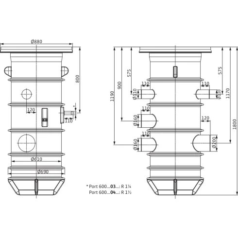 Насосная шахта из синтетического материала для установки в грунт Wilo Port 600.1-1800-03B 2543046