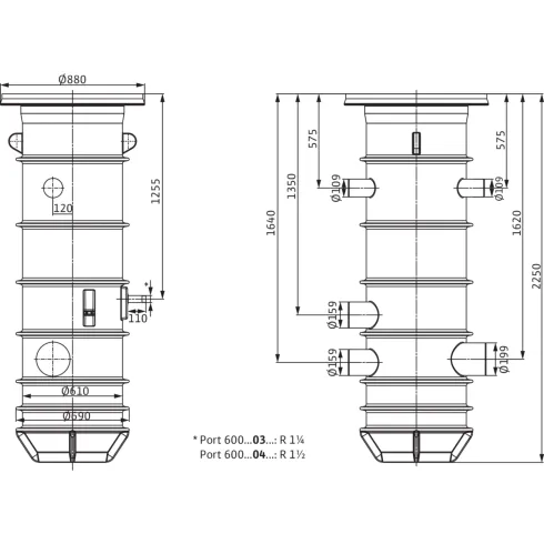 Насосная шахта из синтетического материала для установки в грунт Wilo Port 600.1-2250-03B 2543047