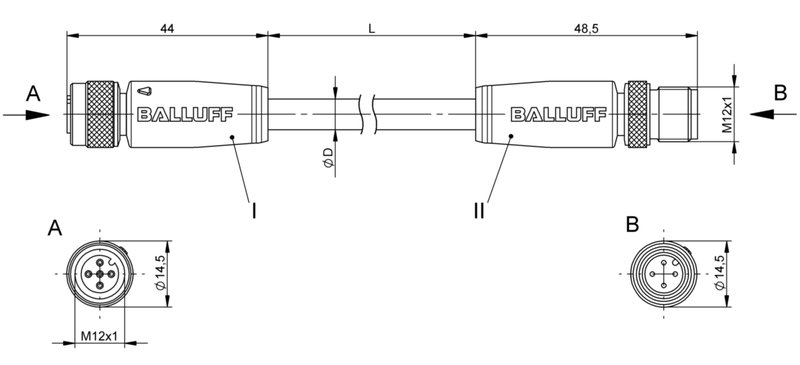 Соединительный кабель Balluff BCC W415-W414-3A-304-SW0434-050