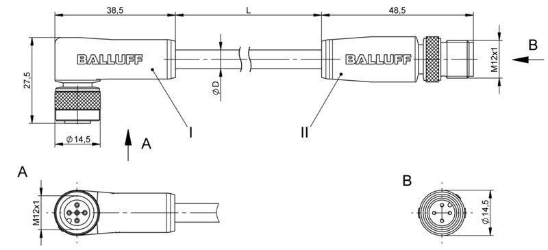 Соединительный кабель Balluff BCC W425-W414-3A-304-SW0434-040