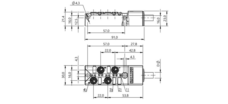 Распределительная коробка Balluff BPI 4M304P-5K-B0-KPXA0-030