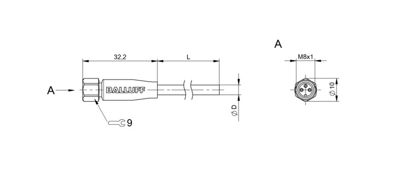 Разъем с кабелем Balluff BCC S313-0000-10-004-PX0334-050