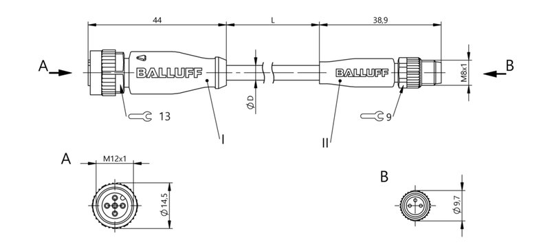 Соединительный кабель Balluff BCC M415-M313-3F-300-PX43T2-050