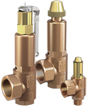 Клапан предохранительный латунный резьбовой Goetze 851-sGFK-Ду20-f/f-20/20-PTFE-Kohle (PN50 DN20 )