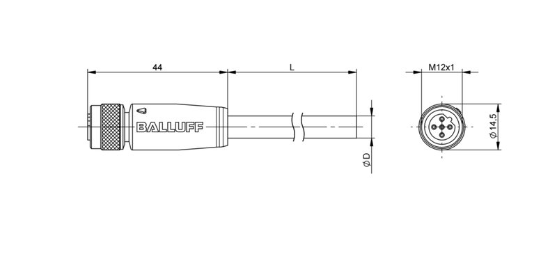 Разъем с кабелем Balluff BCC M415-0000-1B-031-PS72N1-250