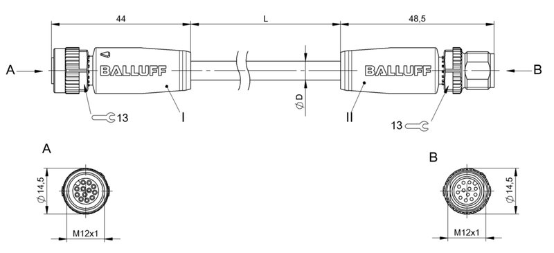 Соединительный кабель Balluff BCC M41C-M41C-3A-325-PX0C25-300