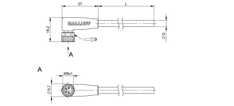 Разъем с кабелем Balluff BCC M324-0000-10-008-PX44T2-020