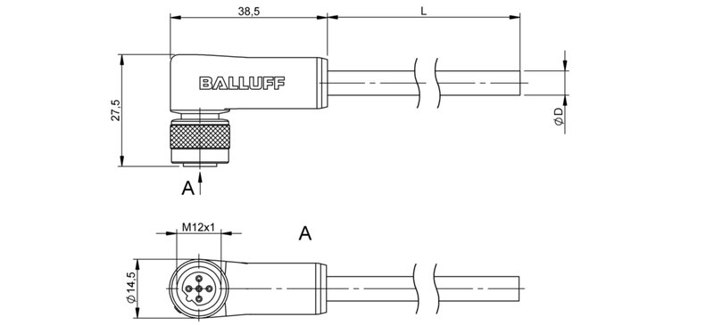 Разъем с кабелем Balluff BCC M425-0000-1B-031-PS72N1-100