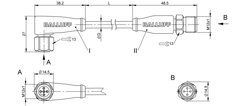 Соединительный кабель Balluff BCC S425-S414-3A-606-PX0434-050
