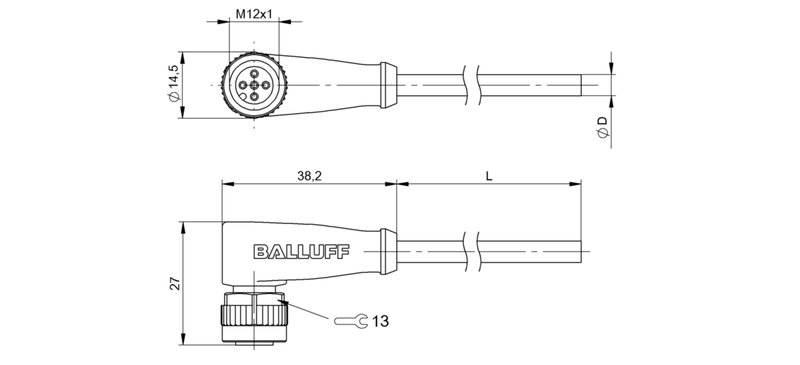 Разъем с кабелем Balluff BCC M425-0000-1A-010-PX0434-500