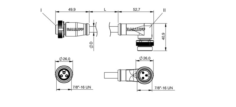 Соединительный кабель Balluff BCC A313-A323-30-345-VX43W6-050