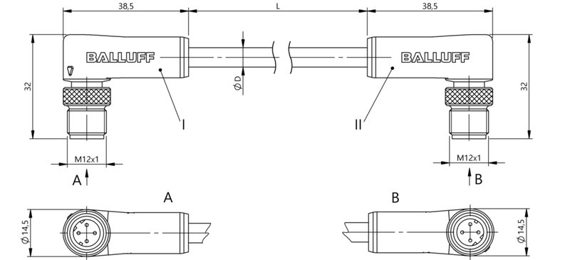 Соединительный кабель Balluff BCC M424-M424-6D-338-ES64N9-020
