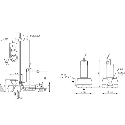Погружной насос для сточных вод Drain TP 65 E 114/11 (1~230 V)
