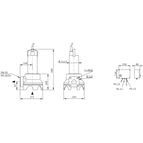 Погружной насос для сточных вод Drain TP 50 F 82/5,5 (1~230 V)