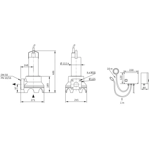 Погружной насос для сточных вод Drain TP 50 F 90/7,5A (1~230 V)